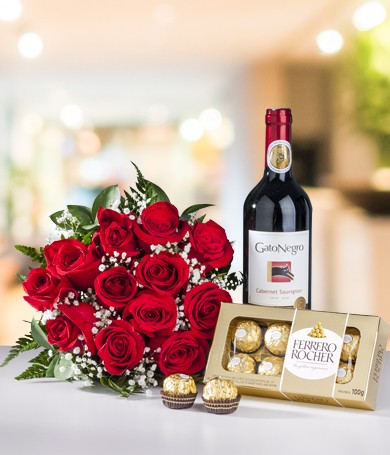 Roses Chocolates and Wine