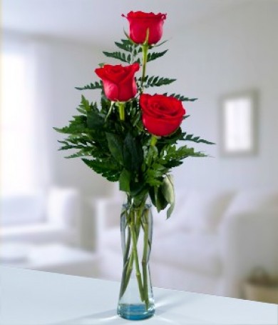 Tres Rosas en Florero