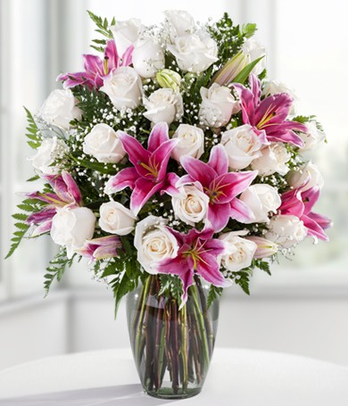 Pink Lilies and Roses 