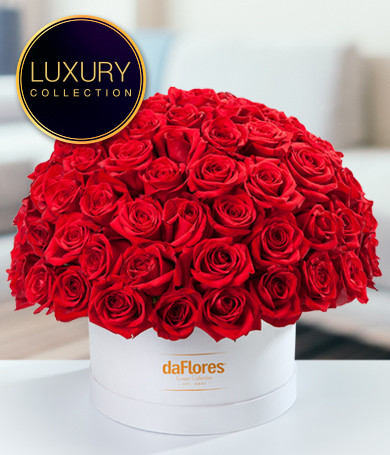 Premium Red Roses in Hatbox