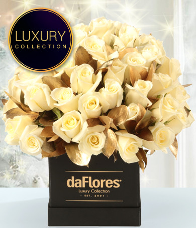 White Roses in Small Square Box