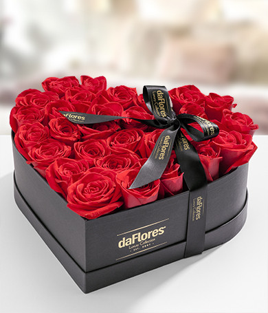 Red Roses in Heart Box