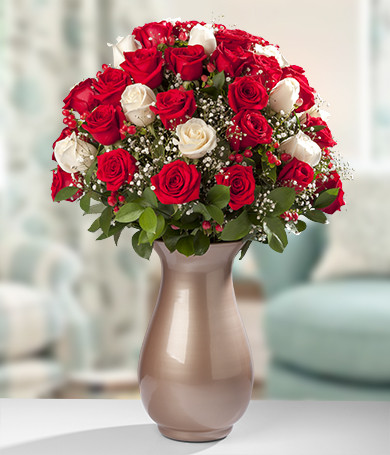 Red and White Rose Bouquet