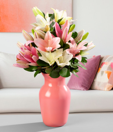 Pink and White Lilies