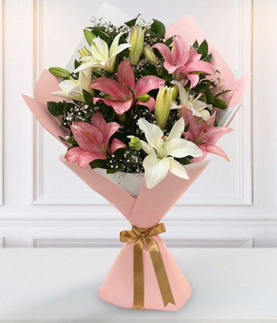 Pink and White Lily Bouquet